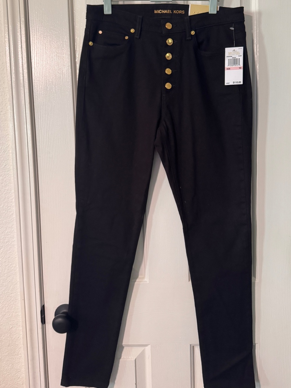 Women’s Michael Kors Black Chinos with Gold Hardware Selma Skinny